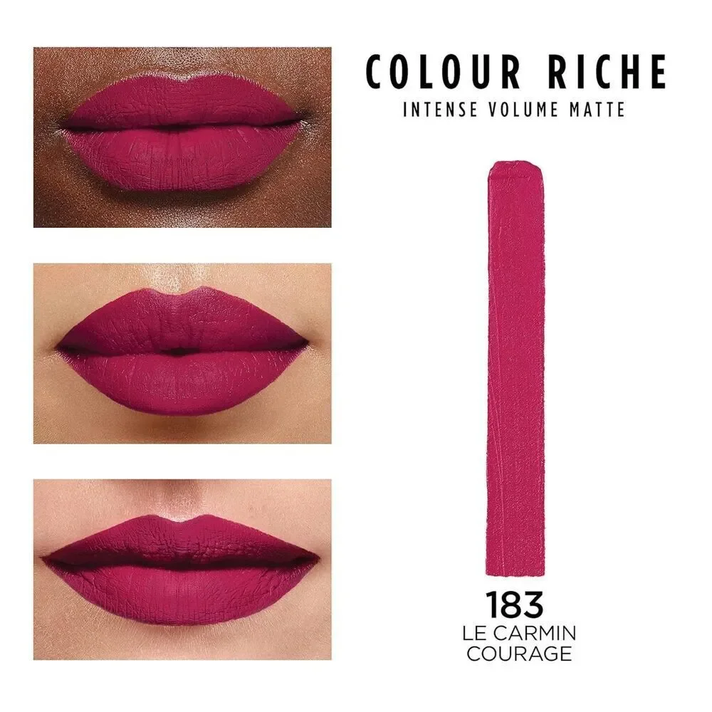 0.06 oz Le Carmin Courage L'Oreal Paris Riche Intense Volume Matte Lipstick